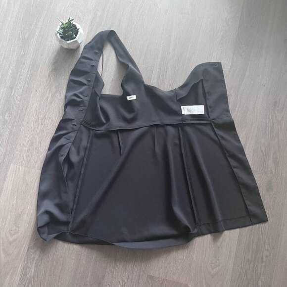 SANDRO Black “Melinda” One Shoulder Mini Dress with Gold Buttons - Picture 3 of 15
